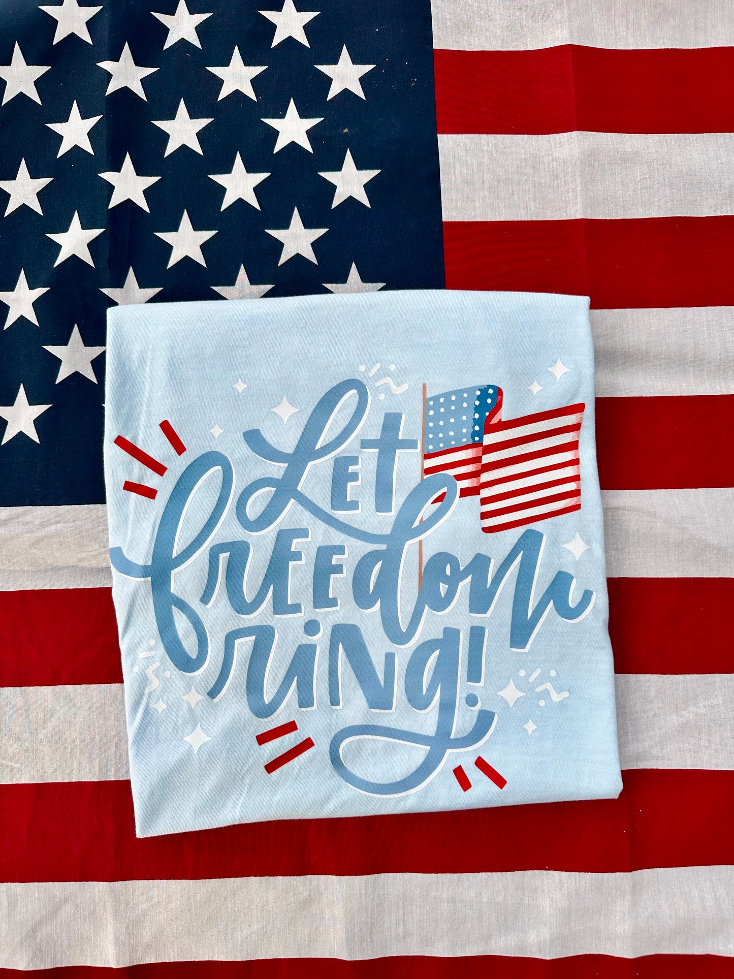 Let Freedom Ring T-shirt Light Blue