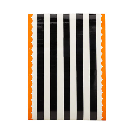 Orange and Black Striped Paper Table Runner