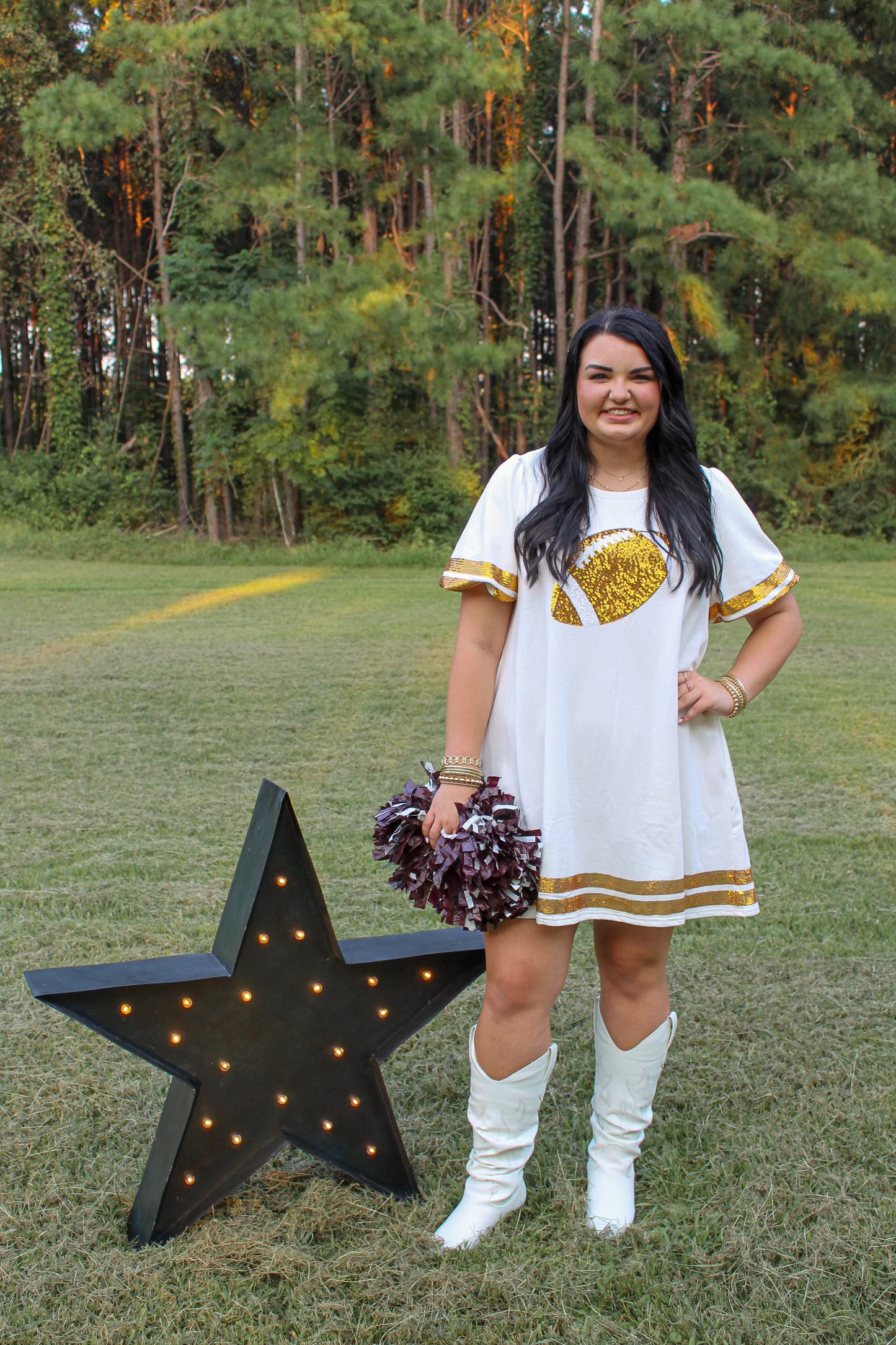 White Short Sleeve Football Dress