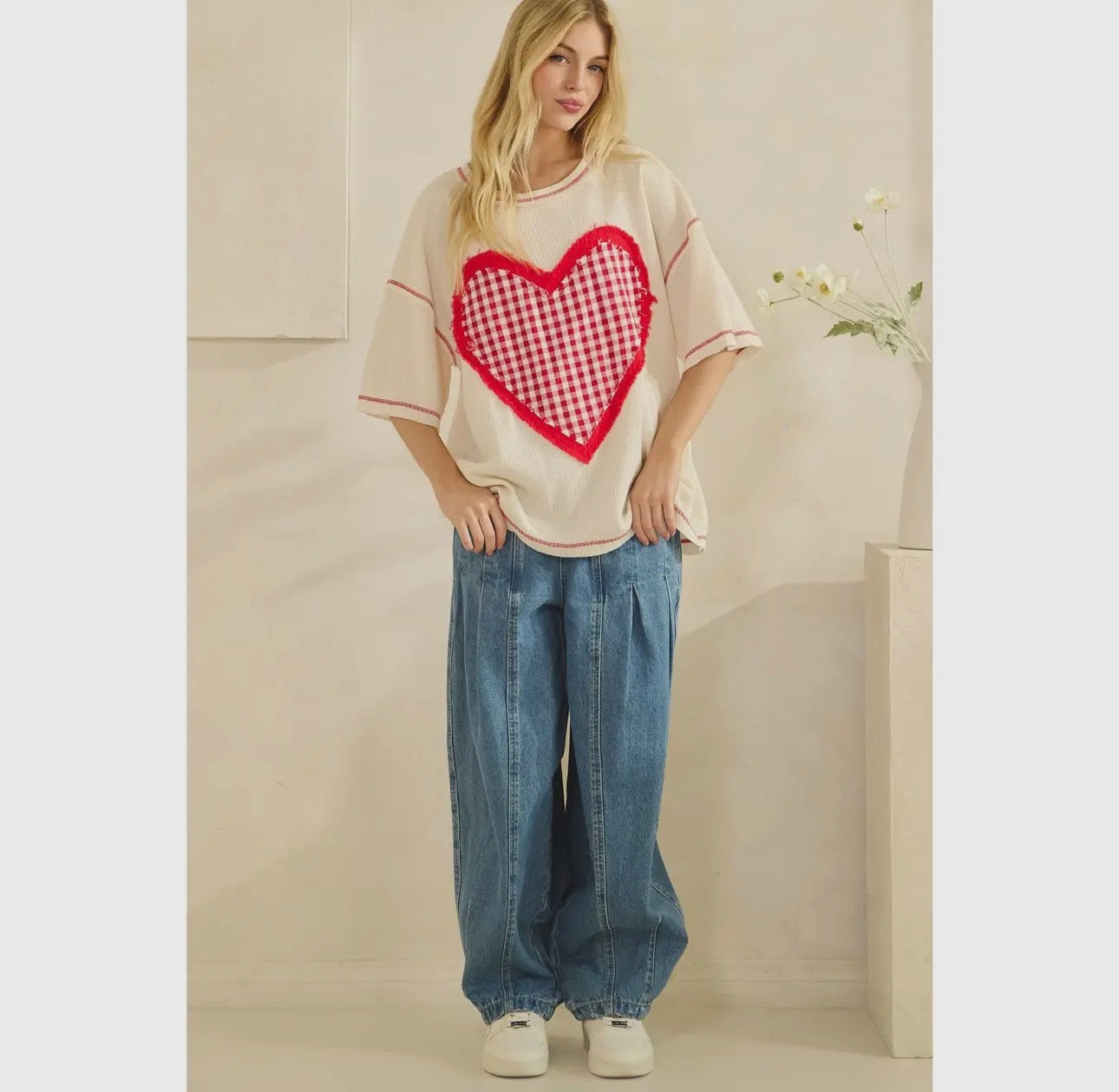 Sweetheart Gingham Waffle Tee