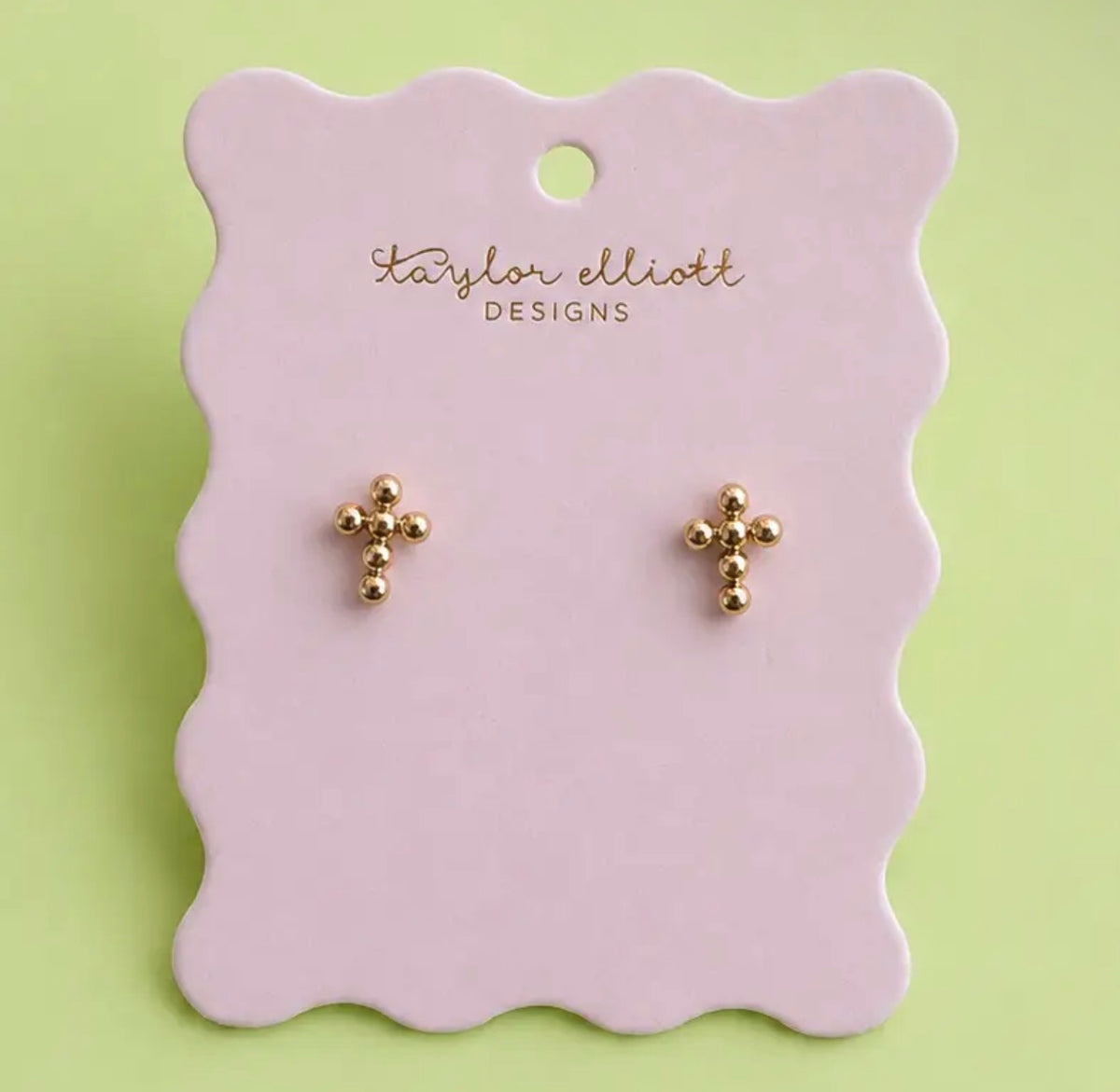 Gold Stud Cross Earrings