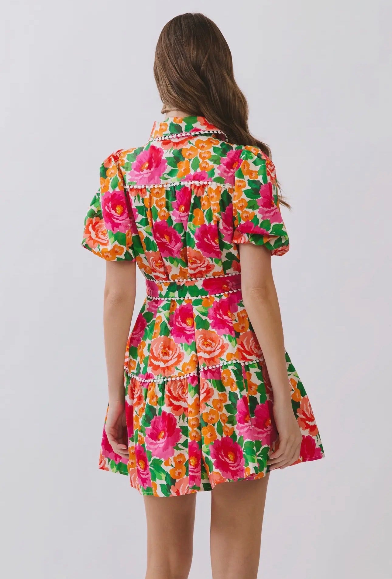 Floral Puff Sleeve Button Down