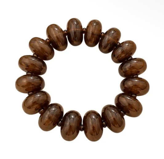 Chunky Bead Brown Stretch Bracelet