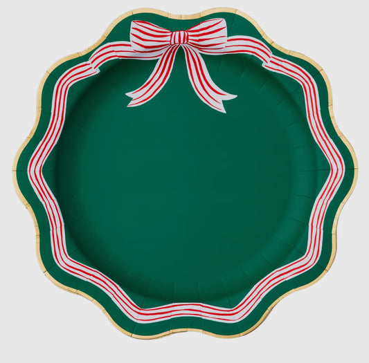 Elegant Green Peppermint Bow Dinner Plates