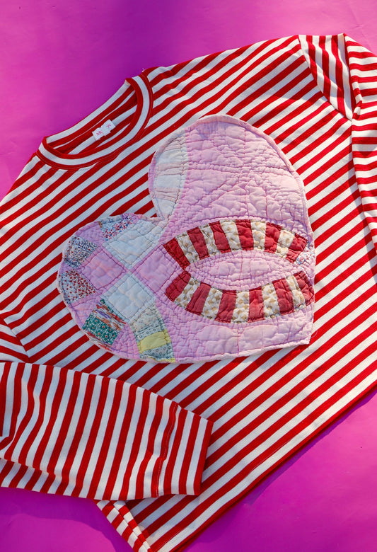 Quilted Heart Stripe Shirt