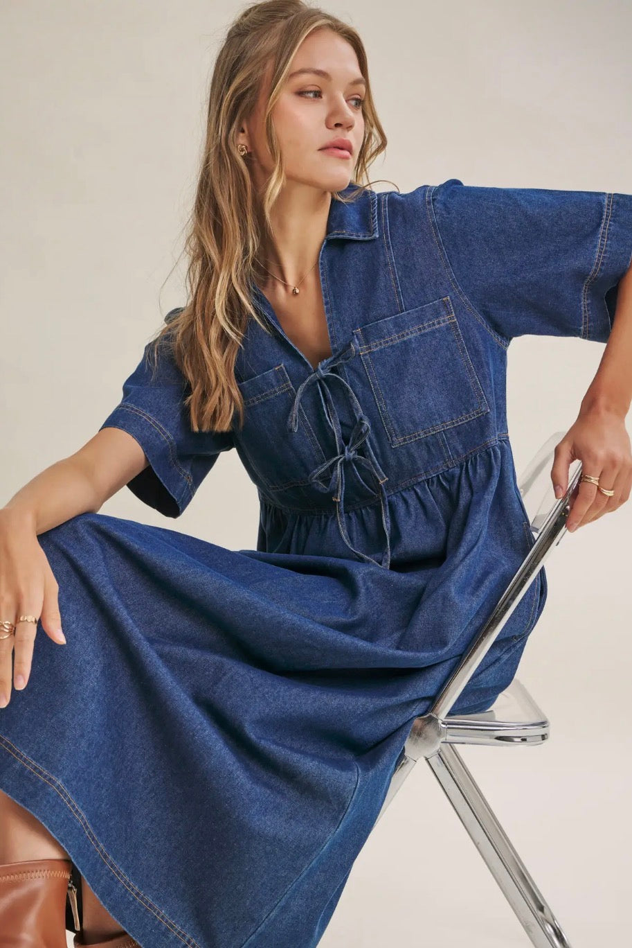 Denim Bow Dress