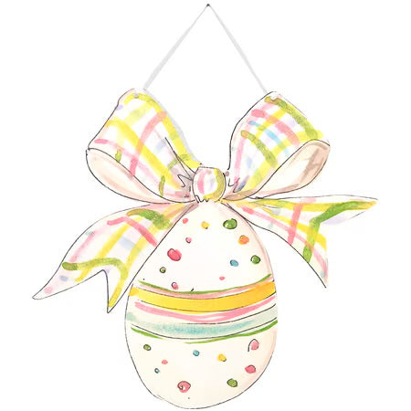 Egg & Plaid Bow PVC Door Hanger