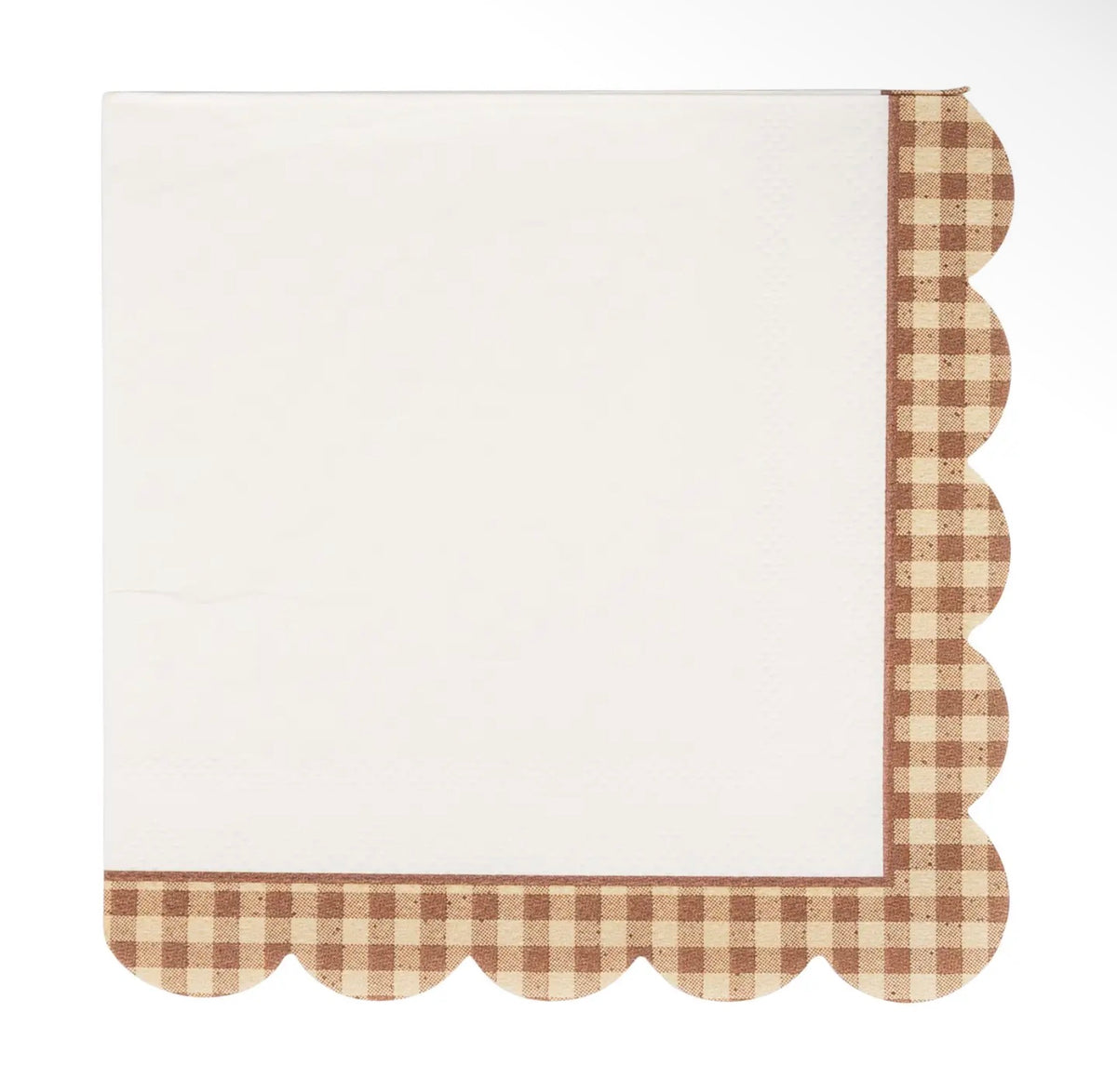 Brown Gingham Edge Cocktail Napkins
