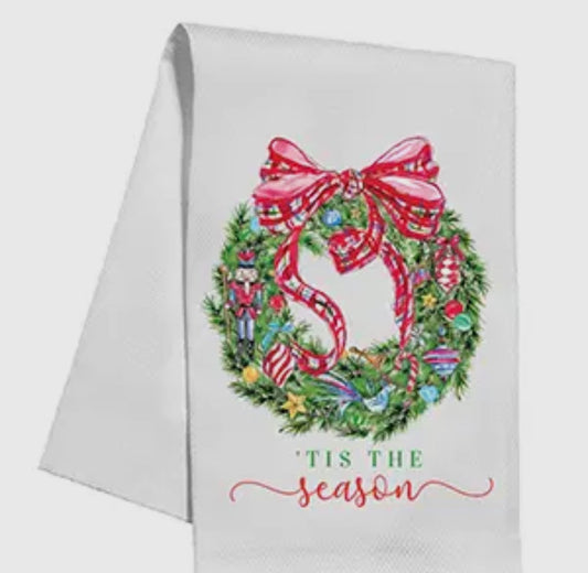 Tis the Season Wreath Kitchen Towel