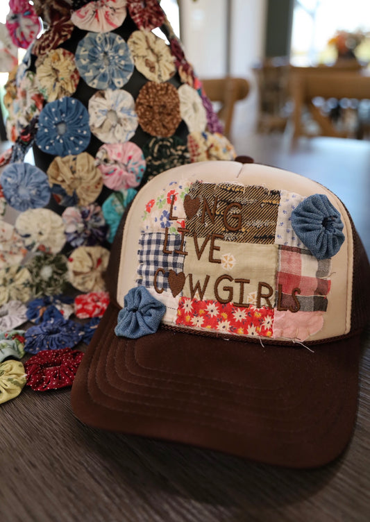 Vintage Long Live Cowgirls Trucker Hat Brown