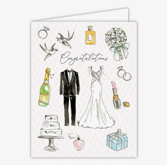 Congratulations Handpainted Wedding Icons Greeting Card