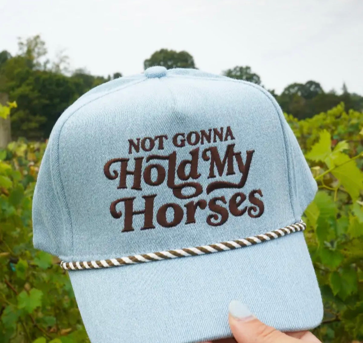 Hold My Horses Denim Trucker Hat