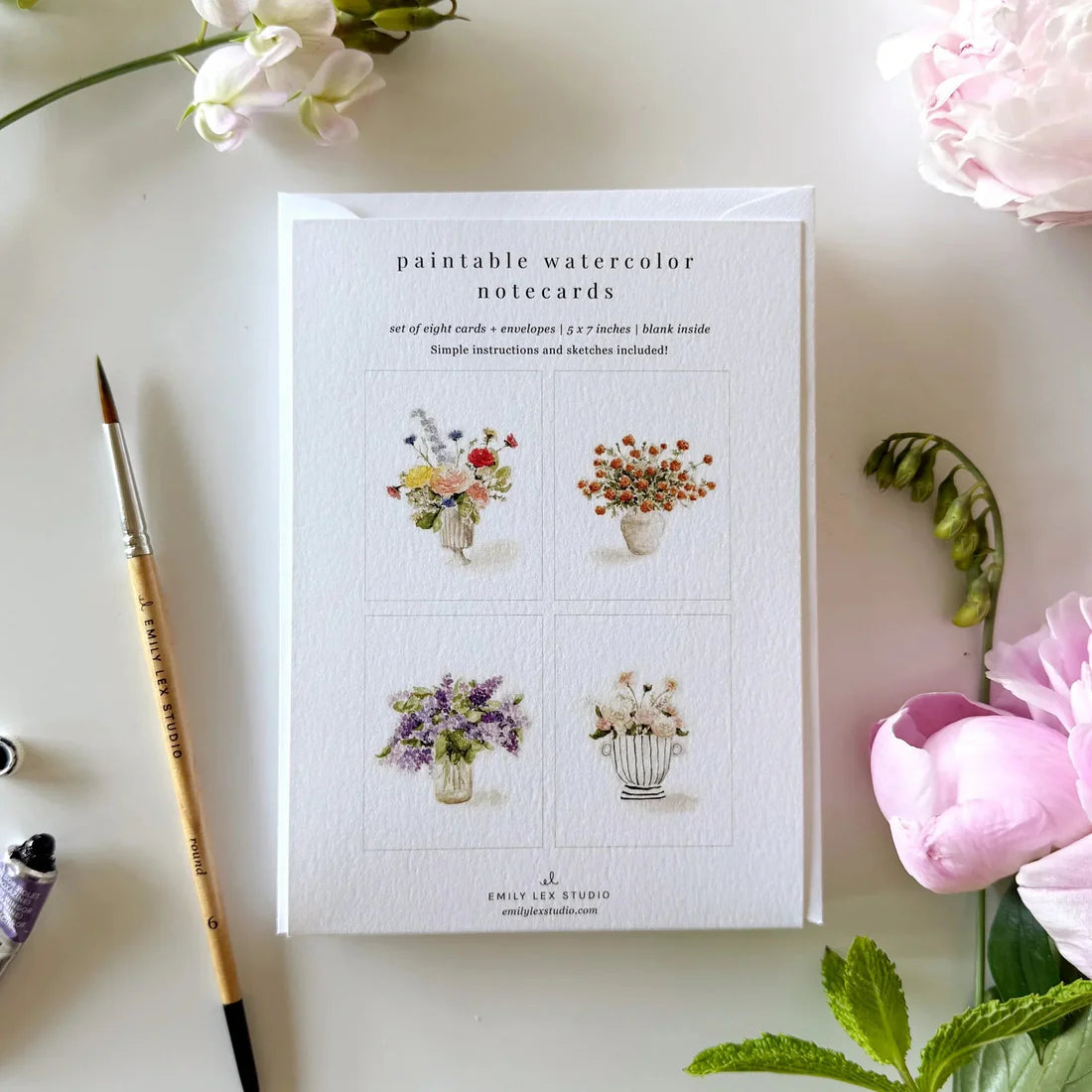 Bouquets Paintable Watercolor Notecard Set