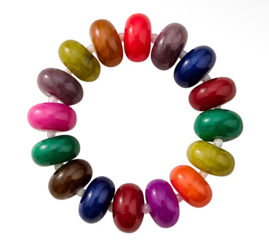 Chunky Bead Dark Multi Stretch Bracelet