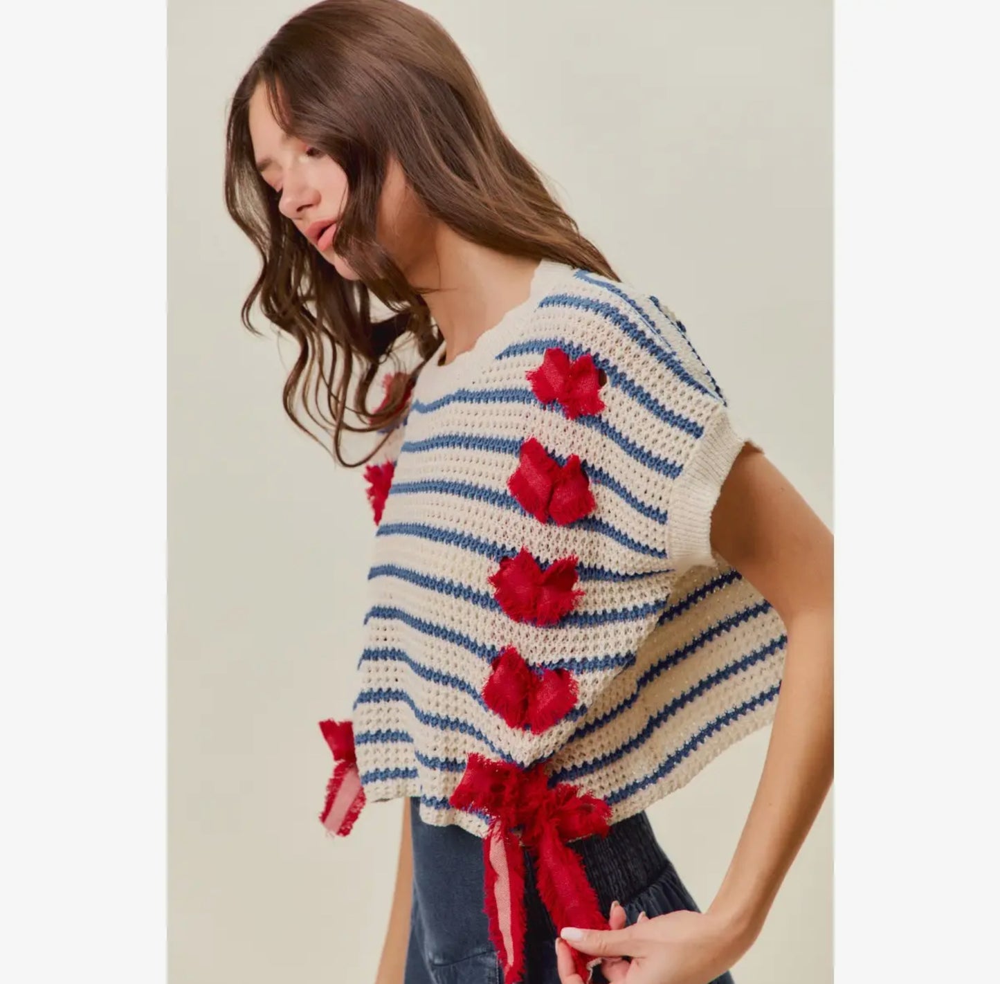 Stripe Detail Sweater Vest Top