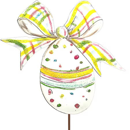 Egg & Plaid Bow Easel/Stake