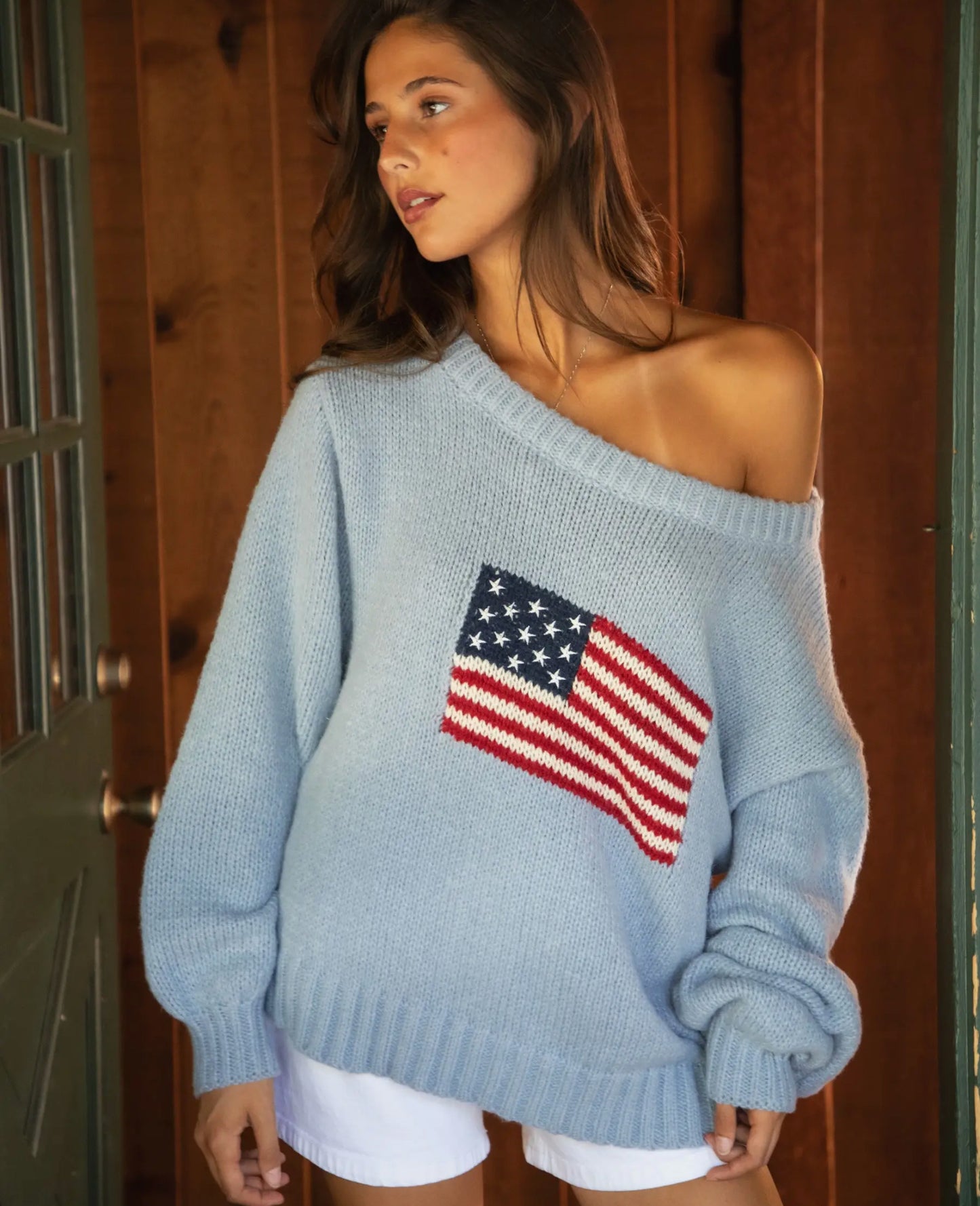 American Knit Off The Shoulder Sweater
