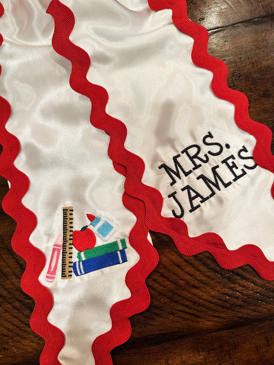 School Supplies Custom Wreath Sash
