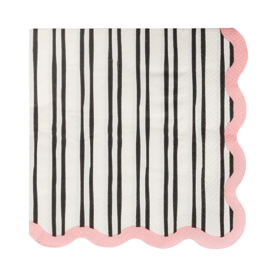 White & Black Striped Cocktail Napkin