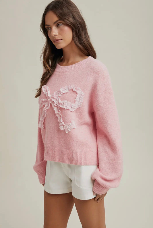 Plaid Pink Bow Sweater