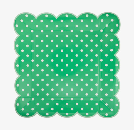 Polka Dot Scalloped Square Plate