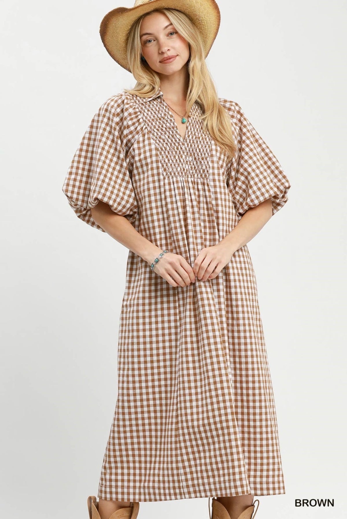 Brown Gingham Dress