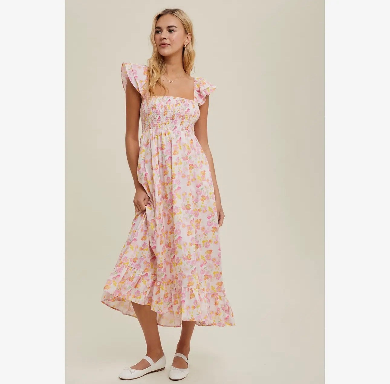 Floral Ruffled Midi Dress