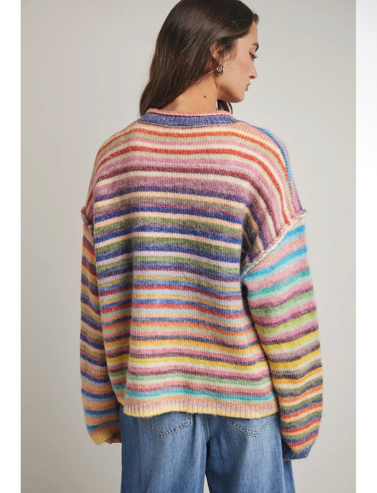 Rainbow Button Down Knit Cardigan