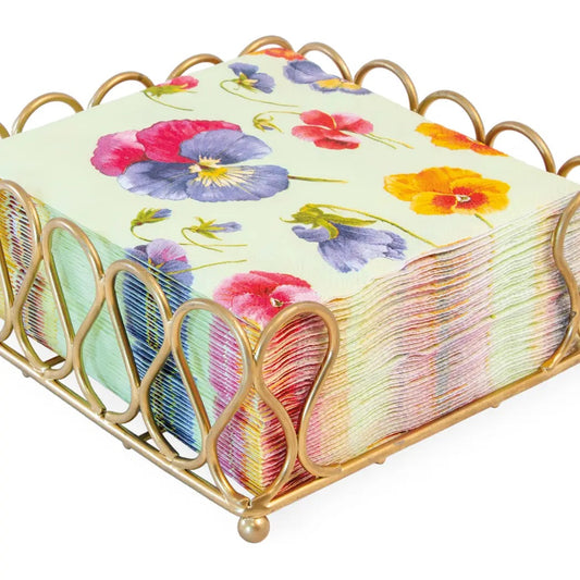 Paper Cocktail Napkin Gold Metal Caddy