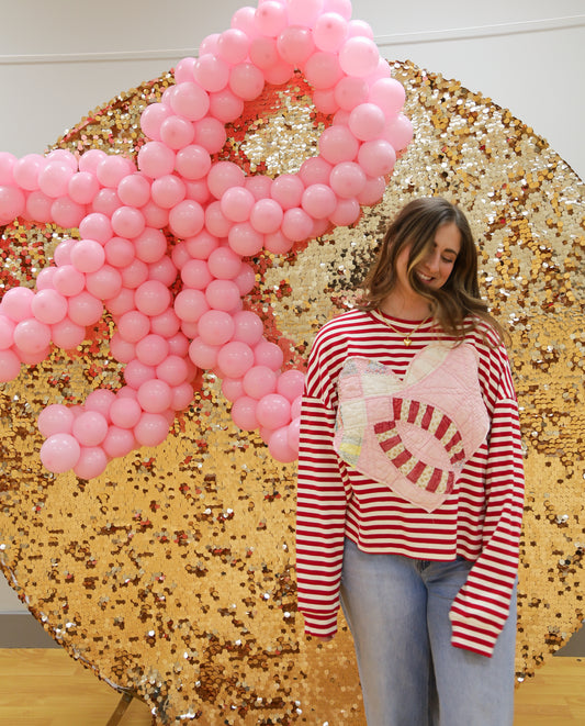 Quilted Heart Stripe Shirt