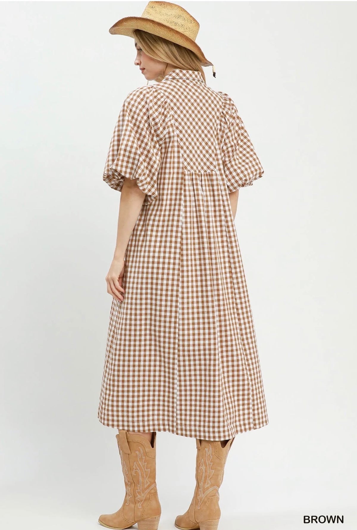Brown Gingham Dress