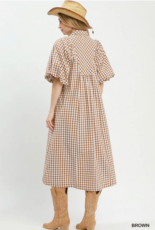 Brown Gingham Dress