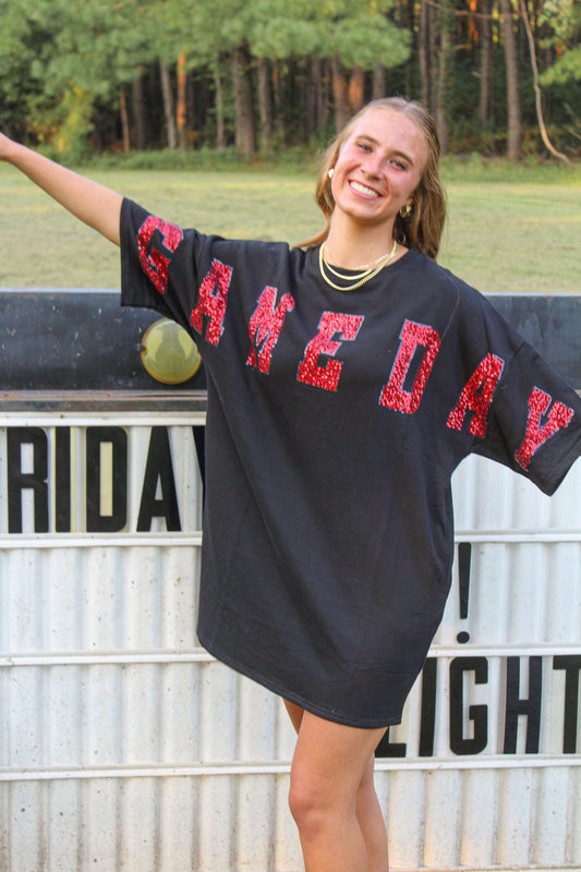 Game Day Sequin Tee Dress