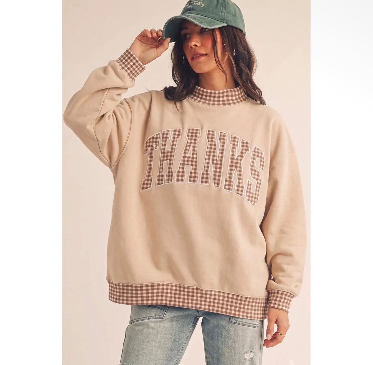 Thanks Gingham Mockneck