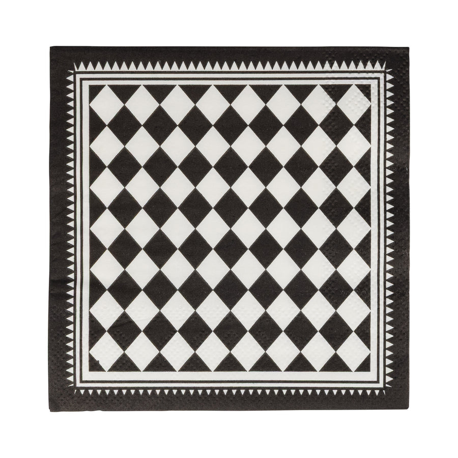 Black Checkers Cocktail Napkin