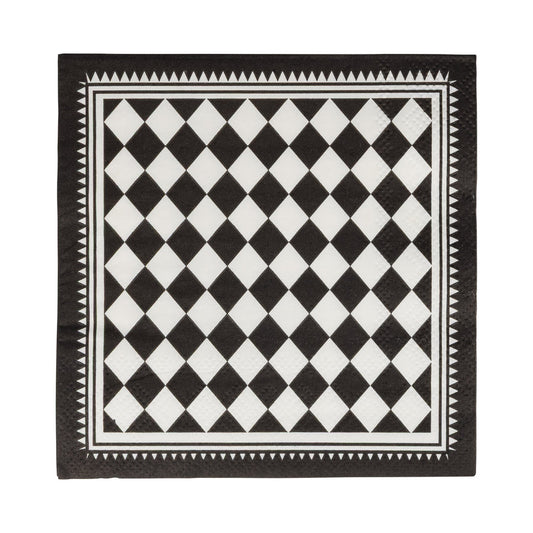 Black Checkers Cocktail Napkin