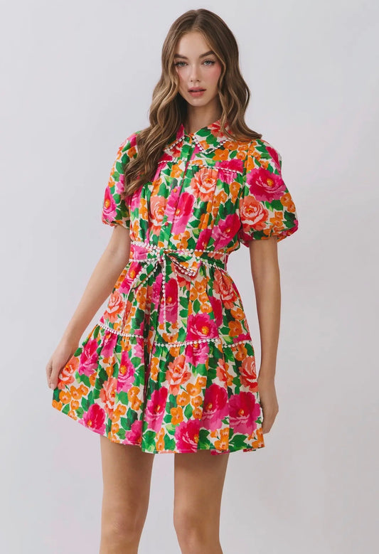 Floral Puff Sleeve Button Down