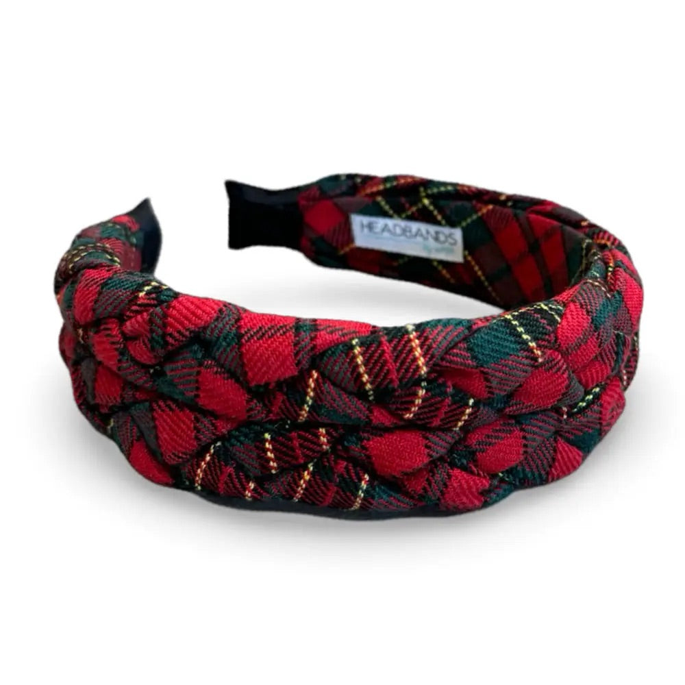 Red and Green Plaid Double Braid Headband