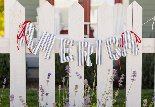 America Ticking Linen Puffy Banner