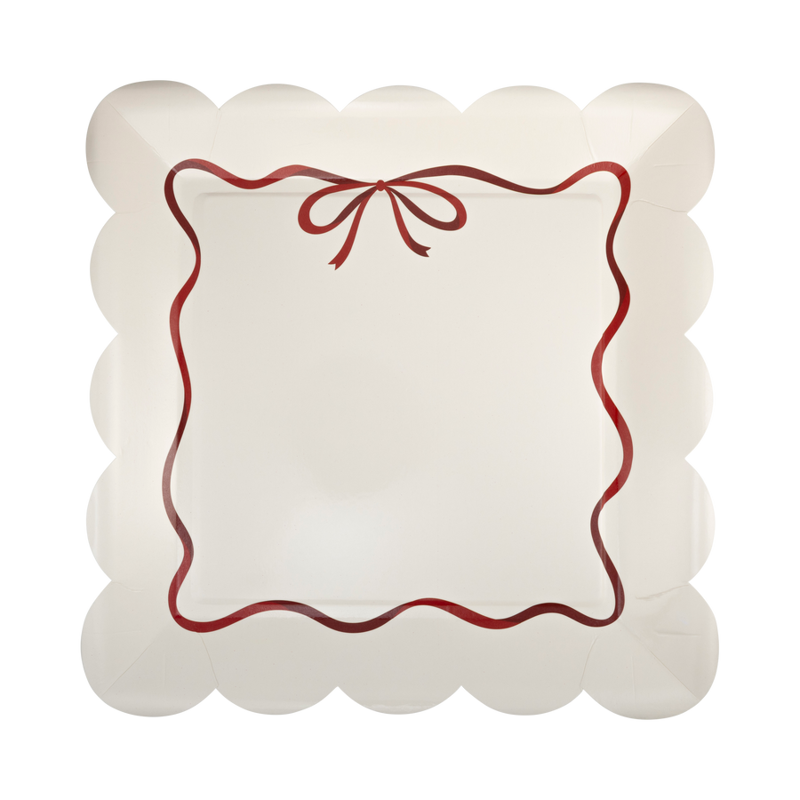 Red Bow Border 10” Plate