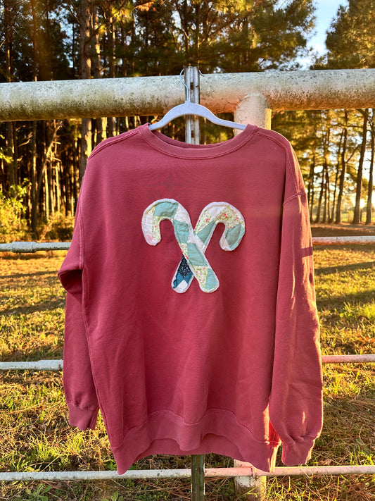 Quilted Candy Cane Sweatshirt