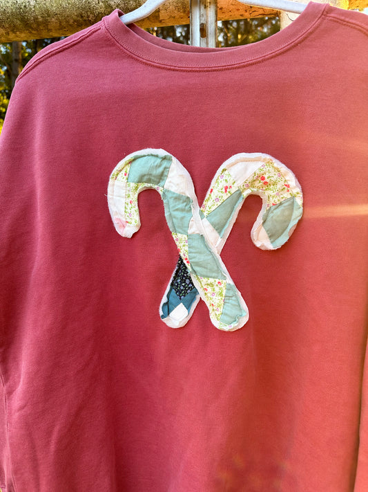 Quilted Candy Cane Sweatshirt