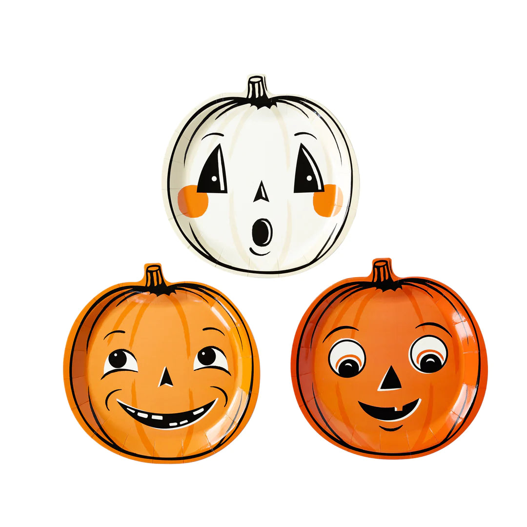 Vintage Halloween Pumpkin Shaped Plate Set