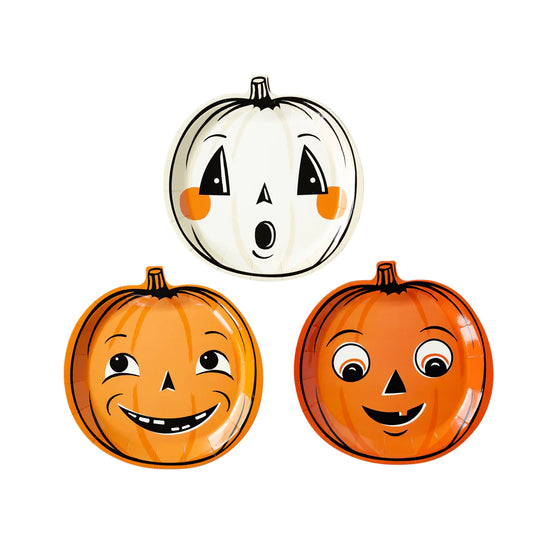 Vintage Halloween Pumpkin Shaped Plate Set