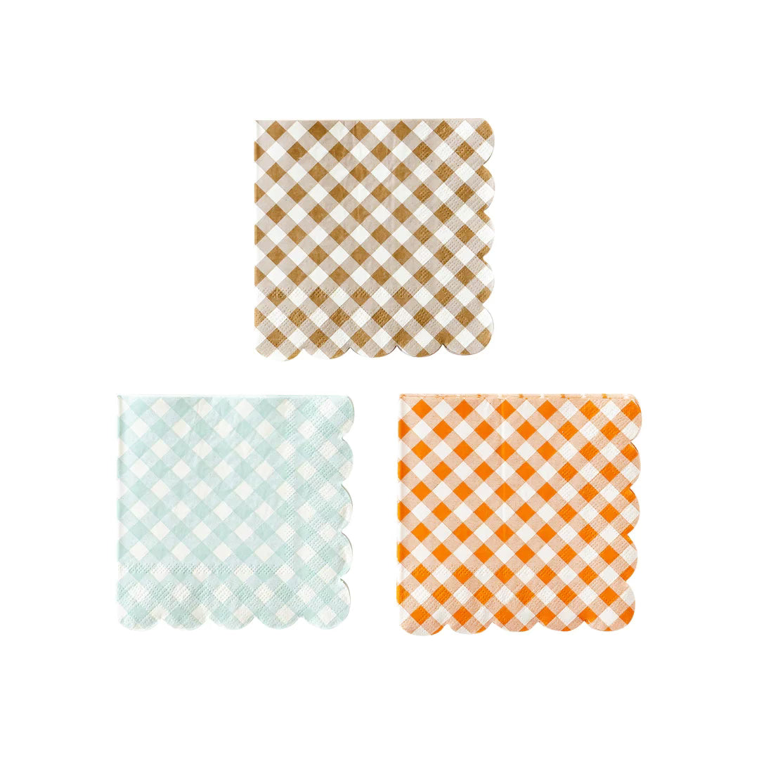 Harvest Gingham Cocktail Napkin