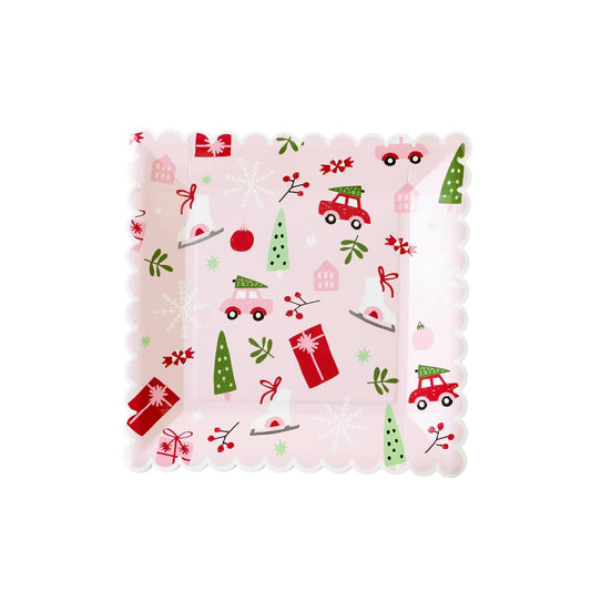 Merry Holiday Icons Square Plate