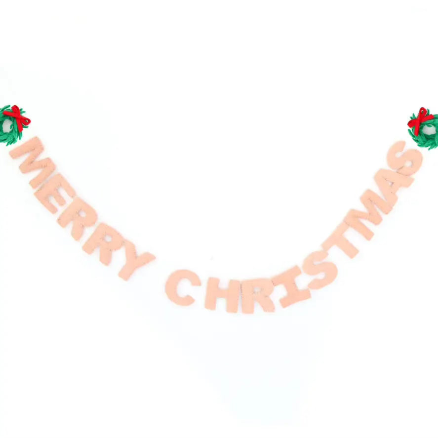 Merry Christmas Pink Felt Garland