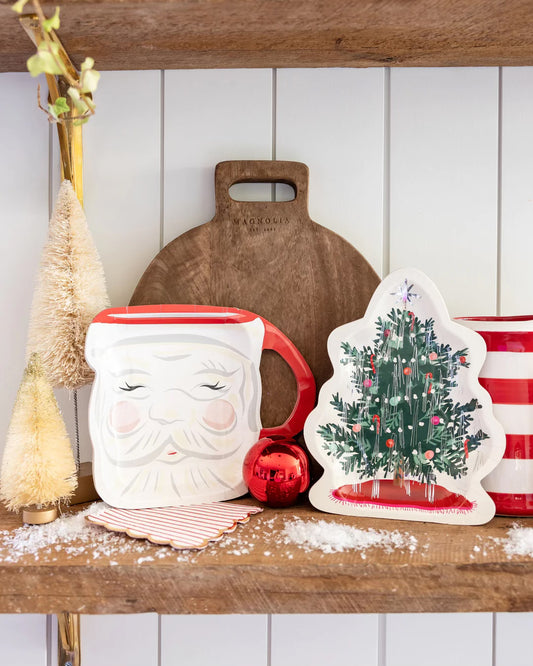 Christmas Baubles Tree Shaped Paper Plate