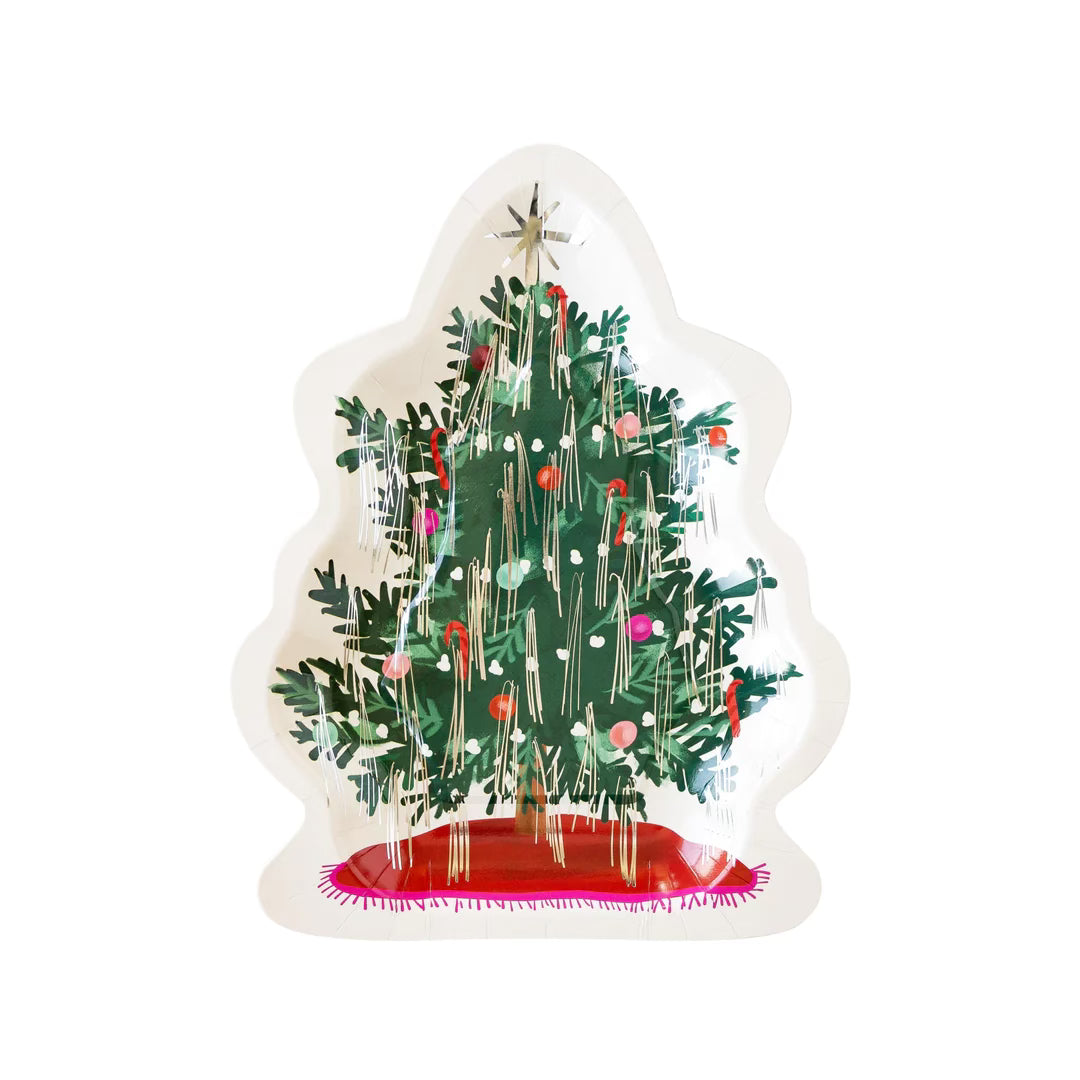 Christmas Baubles Tree Shaped Paper Plate