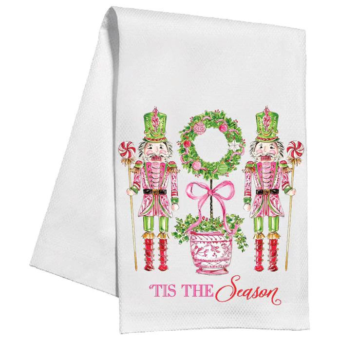 Tis the Season Pink Nutcracker Tea Towel